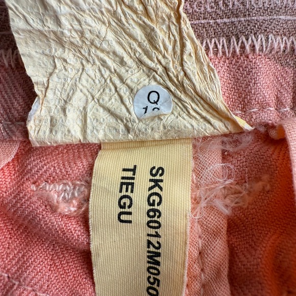 Da-Nang VTG Y2K 100% Silk Embroidered Tie Dye Camo Peach Utility Shorts L - Picture 8 of 12